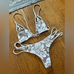 Benoa Grey Floral Petite Bikini Set